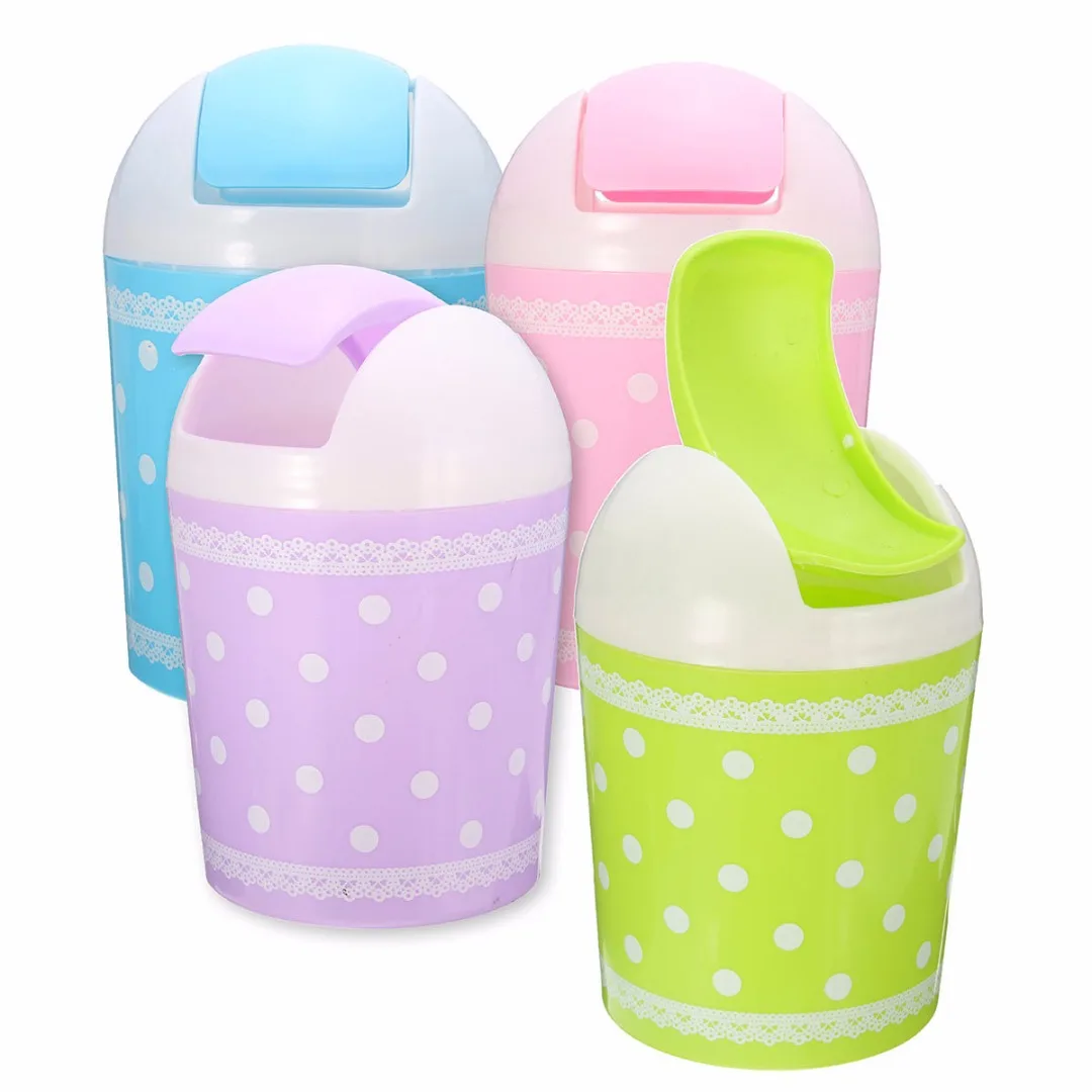1pc PP Mini Plastic Car Table Dustbin Trash Can Waste Container Rubbish Bin Box Basket