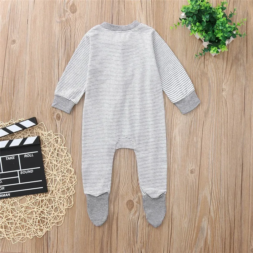 2019 new Newborn Baby Girls Boys Long Sleeve Zipper Packs Stripe Romper Jumpsuit Clothes fashion design (4)