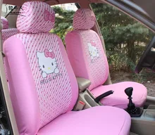 Cute Pink Hello Kitty Car Front Seat Covers Cartoon Universal Seat Decoration Protector for Women Girls