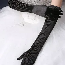 Длинные черные свадебные Прихватки для мангала для вечерние Локоть палец Свадебные перчатки Атлас Ганц де mariée G56