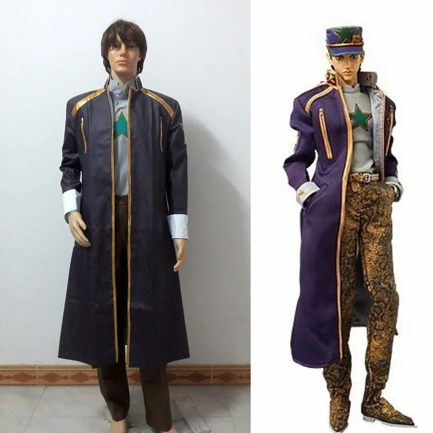  JoJo's Bizarre Adventure Jotaro Kujo Halloween Christmas Uniform Cosplay Costume PU Leather Customized Free Shipping 