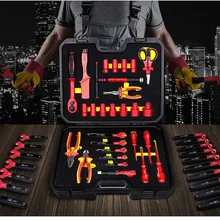 VDE Сертифицированный 1000V изолированный под давлением электрик набор инструментов Набор для электриков 224220A/B/C 371809