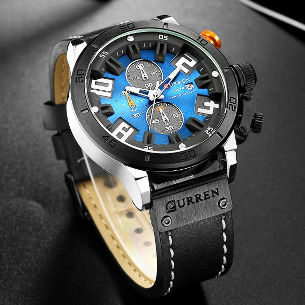 

Curren Top Luxury Watch Men Clock Men's Watches Military Leather Sports Watches Quartz Wristwatches Waterproof