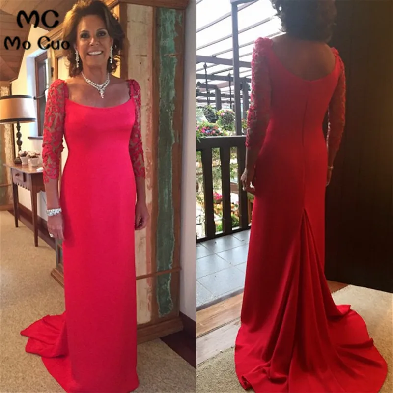 

Amazing Top Quality 2018 Red Evening Dresses sobe de Lace 3/4 Sleeves Robe de soiree vestidos de fiesta Long Evening Dress
