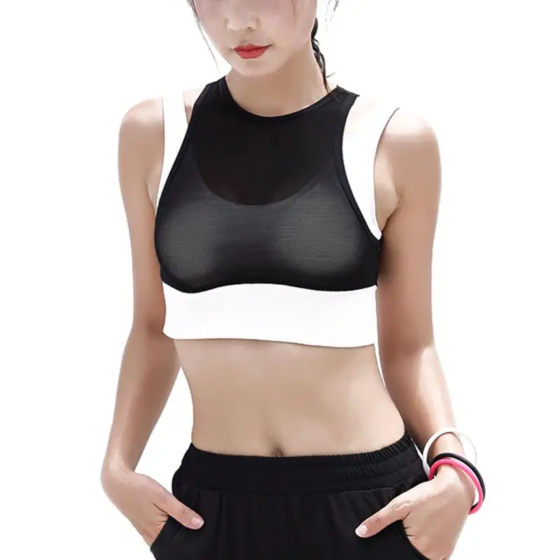 

Sports No Steel Ring Shockproof Sports Underwear Female Mesh Yarn Stitching Widened Thickened Breathable Fitness Bra