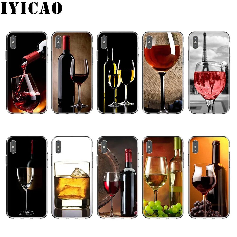 IYICAO красное вино жесткий прозрачный чехол для iPhone XR X XS Max 8 7 6 S Plus 5 5S 5C 4 4S крышка |