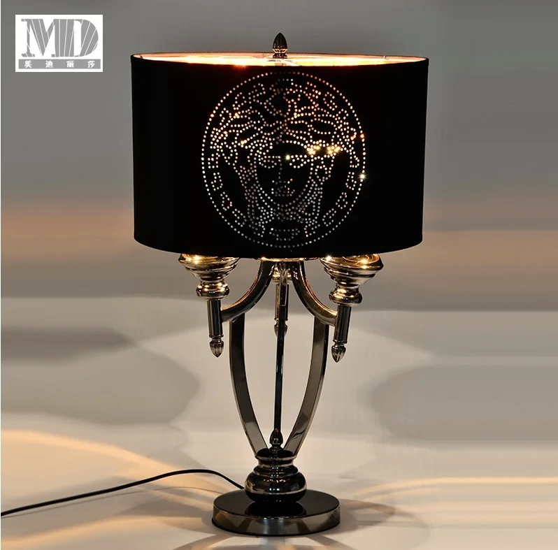 

Italy Design 70cm Height Table Lamp / Satin Metal Rod / Medusa Fabric Shade