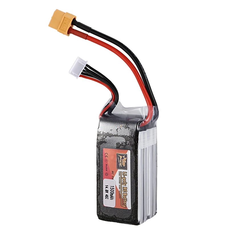 

Zop Power 14.8V 1500Mah 45C 4S 1P Lipo Battery T Plug Rechargeable For Rc Racing Drone Quadcopter Helicopter Car Boat