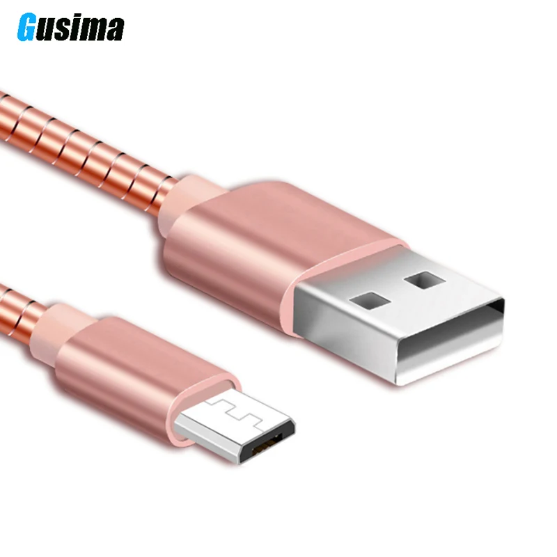 Micro USB Cable 2.4A Metal spring Fast Charge USB Data Cable for