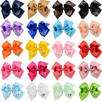 

20Pcs/Lot 6''Colorful Boutique Hair Bows Hair Solid Grosgrain Ribbon Bow With Clip Children Girls Double Bow Hair Accessory A14