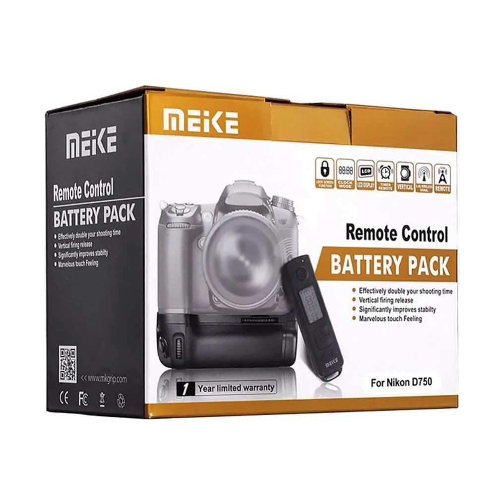 MEKE Meike MK-DR750 Multi-Power Battery Grip Pack With Wireless Remote Control For Nikon D750