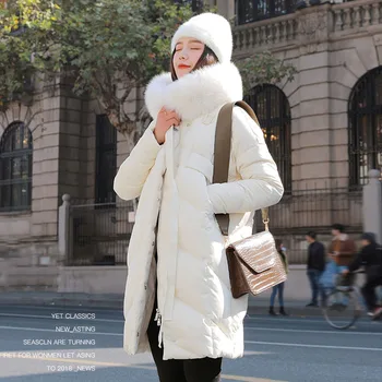 

Winter Women Down Jacket Large Real Fox Fur Collar Long Parka 2019 Snow Clothing Warm Thick Duck Down Coat Female Winter Jacket
