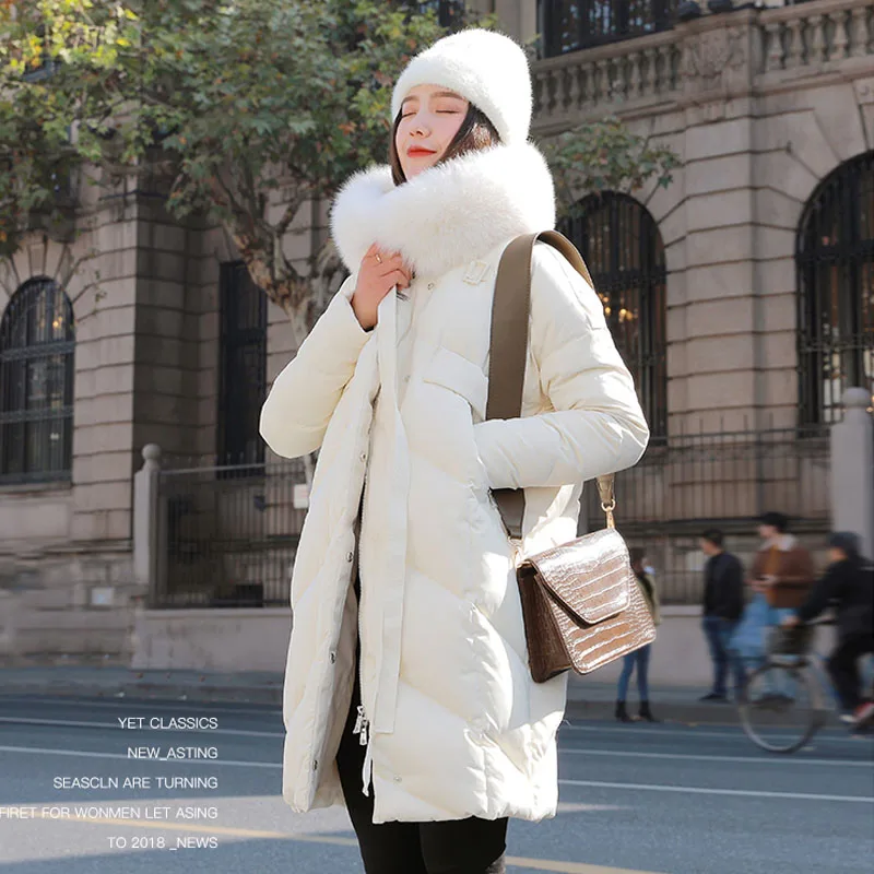 Winter Women Down Jacket Large Real Fox Fur Collar Long Parka 2019 Snow Clothing Warm Thick Duck Do