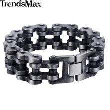 Trendsmax 7-11 pulgadas 20/24mm Bronce Mate Pulsera de Moda Mens Boys Acero Inoxidable 316L Del Motorista de La Motocicleta joyería HB411-HB412