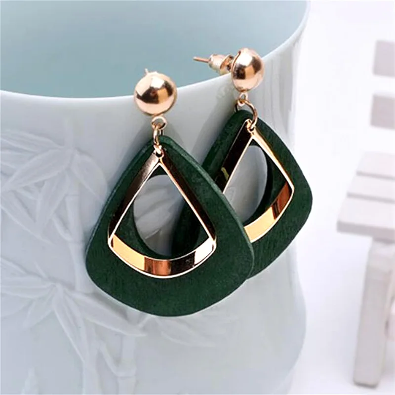 

Vintage 2019 Women'S Fashion Statement Earring DIY Wooden Earrings For Wedding Party Christmas Gift Wholesale