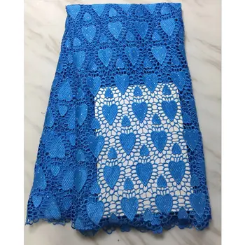 

Latest African Lace Fabrics blue Guipure Lace Fabric 2018 High Quality Nigerian French Lace Fabric For Wedding Dress for lady-L5