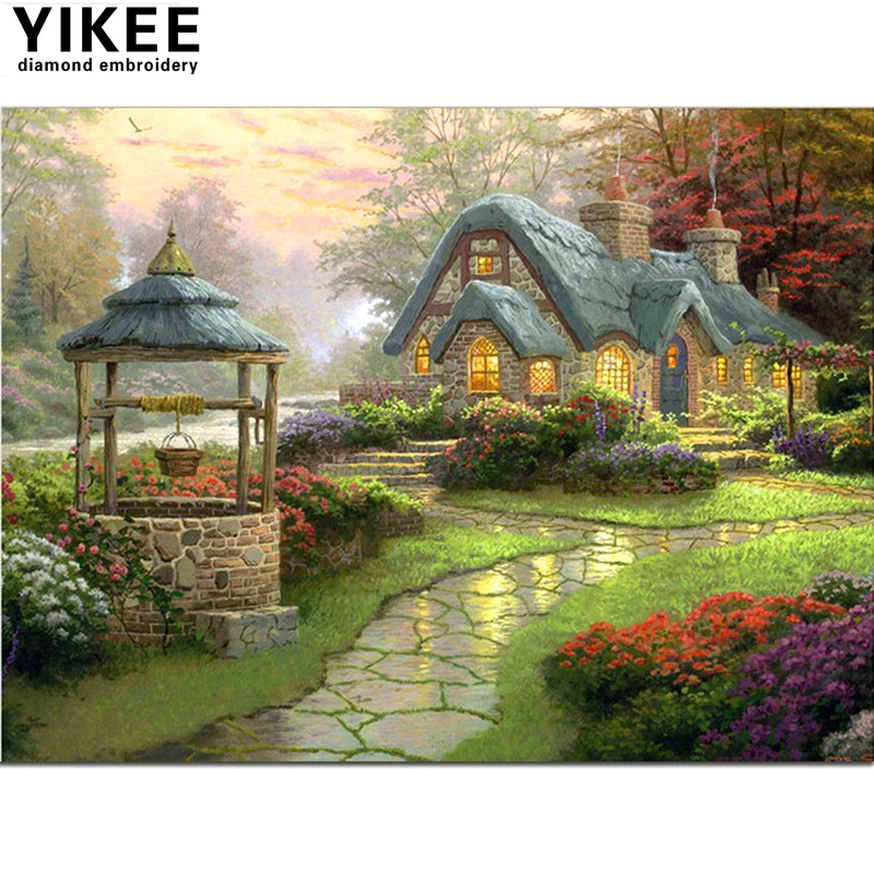diamond embroidery cottage ,full square,landscape,5d diamond,painting