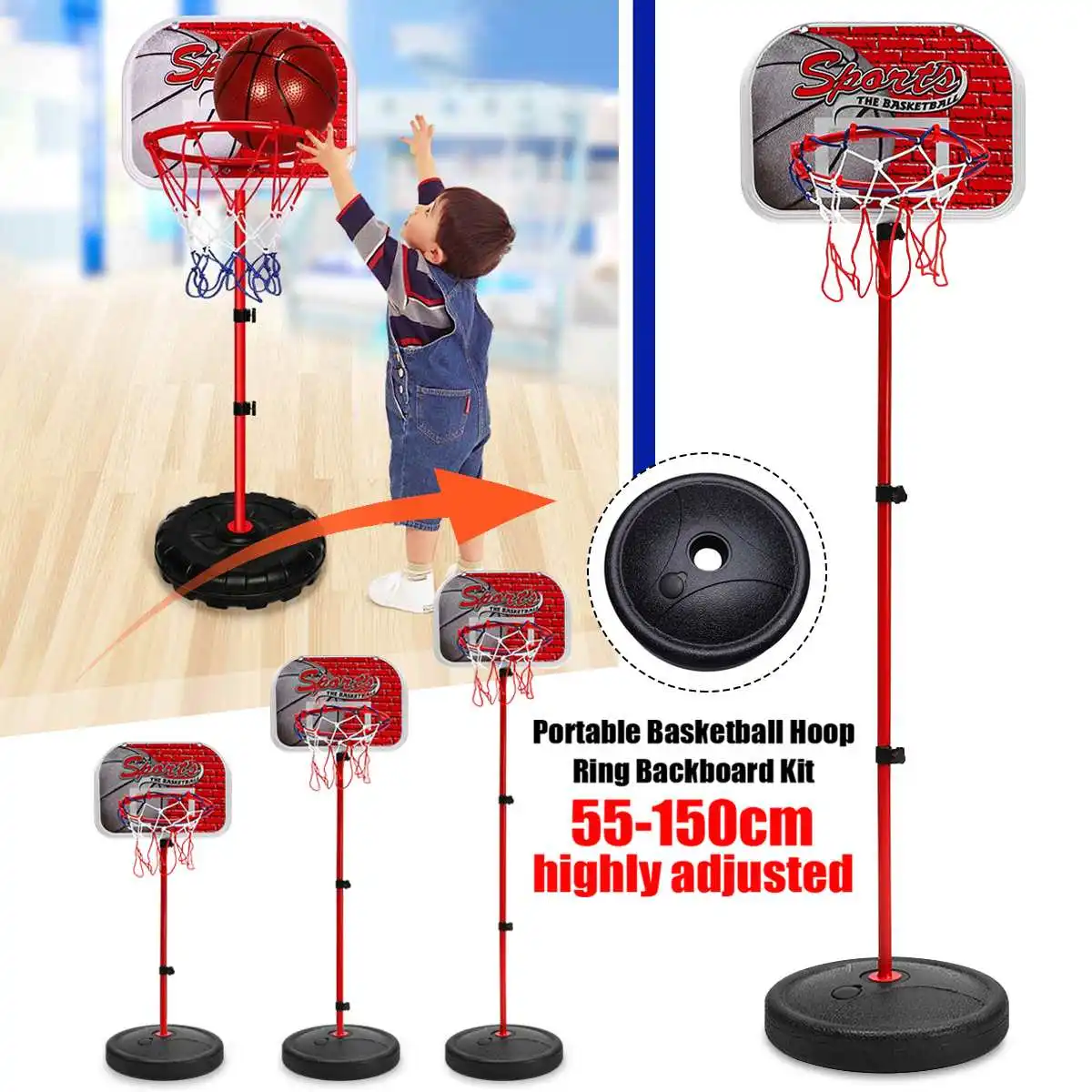 

Adjustable Height Children Hanging Basketball Stand Indoor Mini Basketball Hoop Board for Kids Game Basketball Balls with Pump