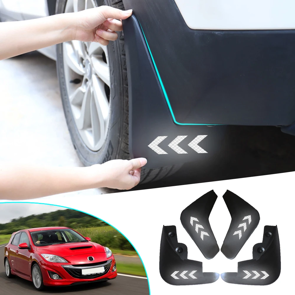 

Car Front Rear Mud Flaps For Mazda 3 2009 2010 2011 2012 Splash Guards for Fender Mudguards Safety Reflective Warning Mudflaps