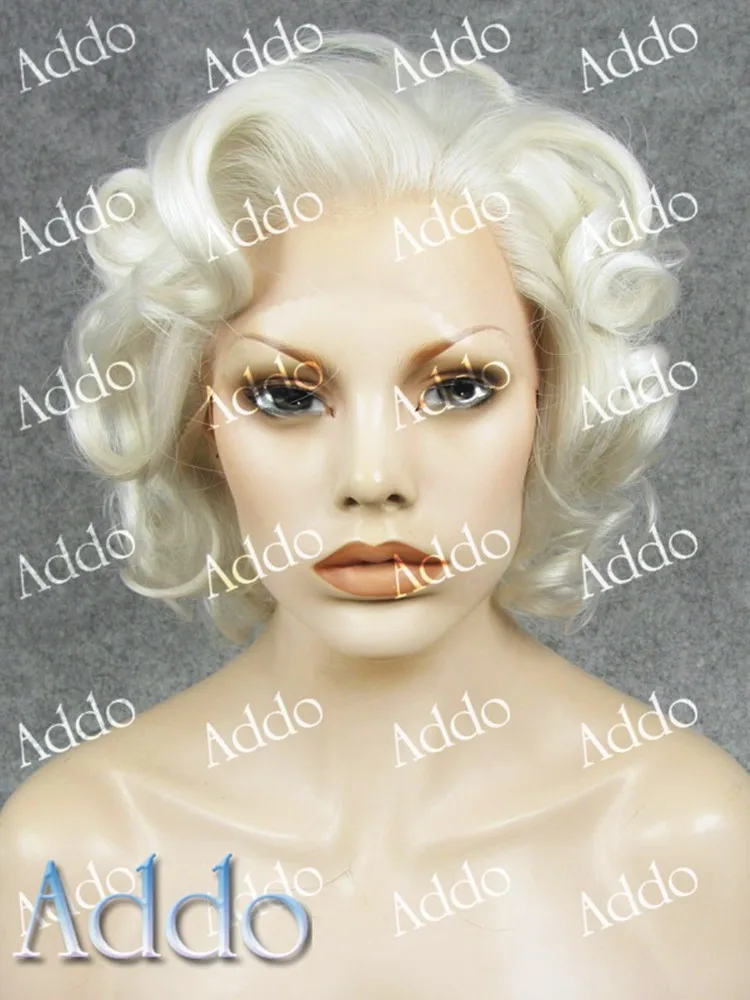 Stunning White Curly Marilyn Monroe Short Wig Synthetic Lace Front