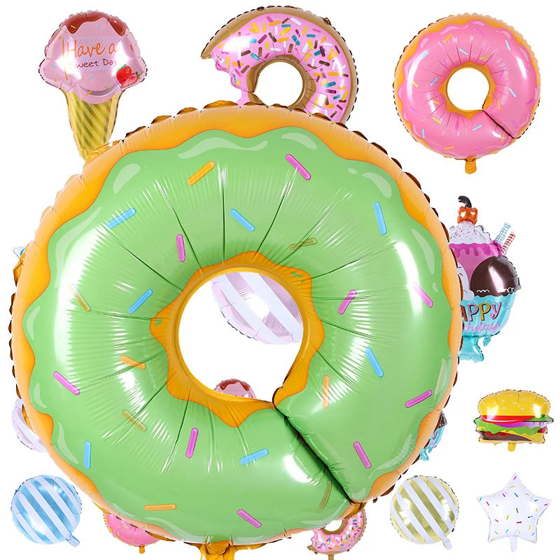 1pcs new ice cream popcorn cake hamburg donut pizza balloon birthday