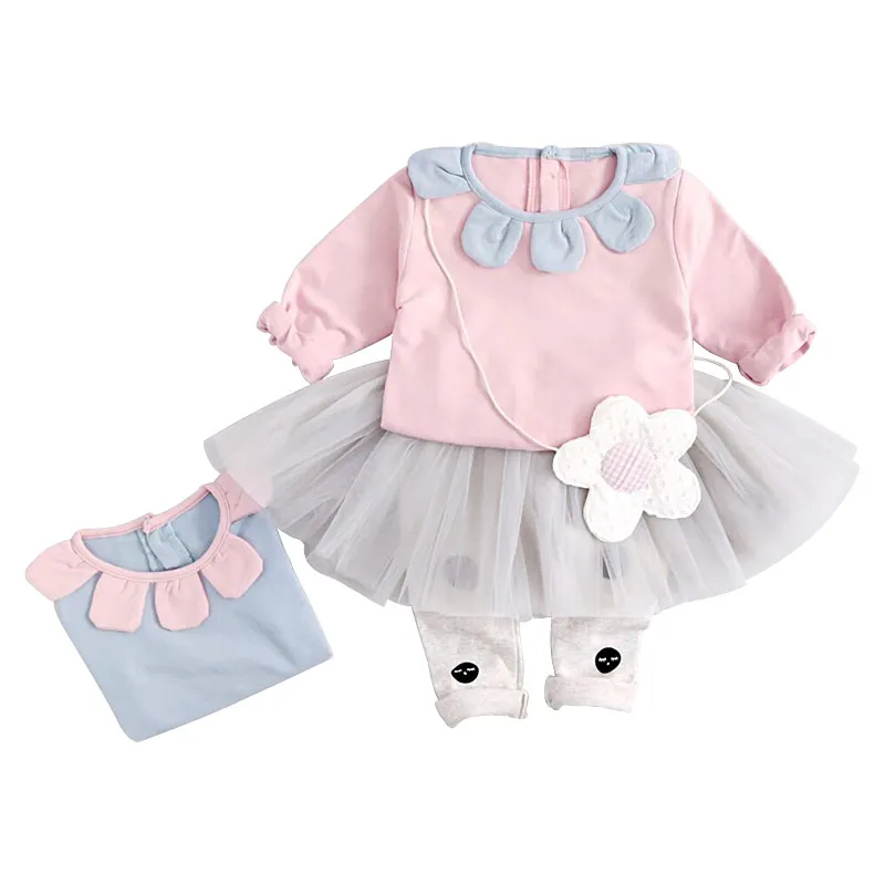 

Baby girl clothes cotton two girls mesh trousers dress clothes dot print baby clothes baby petals round neck suit
