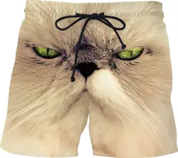 Для Мужчин's Hipster Лето быстросохнущая пляжные шорты для купания мужские шорты купания 2019 3D сердитый кот