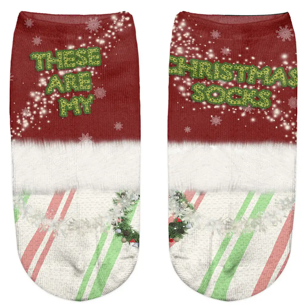 Модные женские носки забавный рисунок Санта Клаус рождественские носки дизайнерские носки с героями мультфильмов удобные женские короткие носки - Цвет: sxa600953