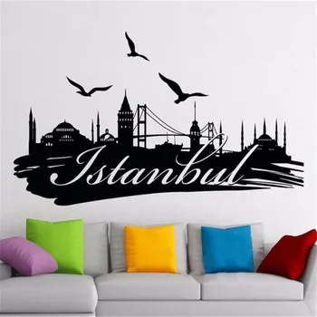 

Istanbul Wall Decal Logo Turkey Famous Silhouette Scenery Word City Vinyl Sticker Home Room Interior Decor Mural
