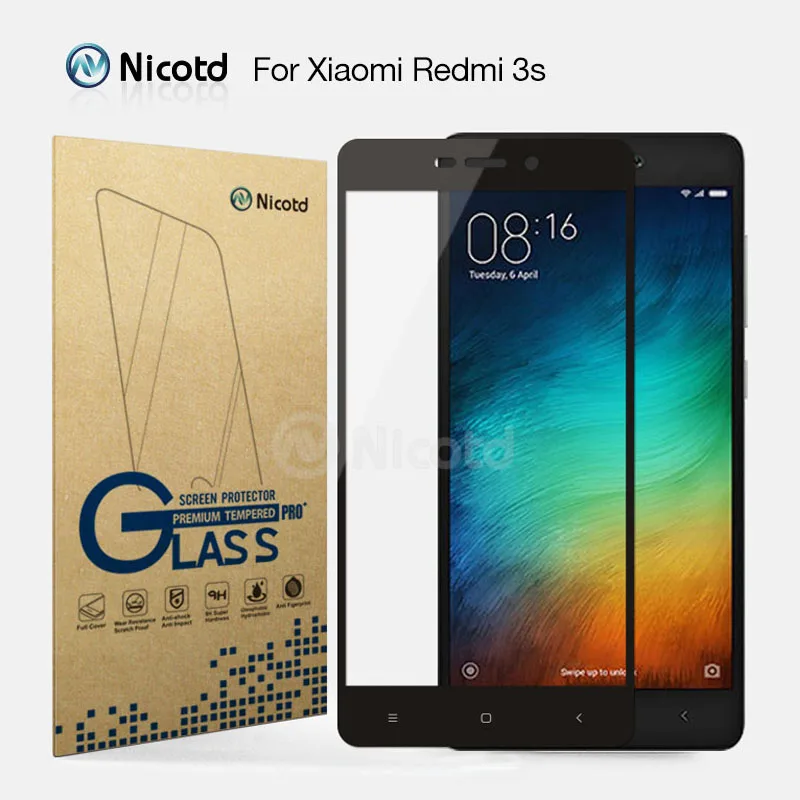 Разноцветное закаленное стекло nicotte 2.5D с полным покрытием для Xiaomi redmi 3s Защитная