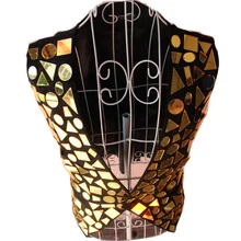 Модная одежда для сцены жилет для мужчин с блестками DJ шоу певица танцор одежда хлопок ткань лучшее представление костюм DH-029