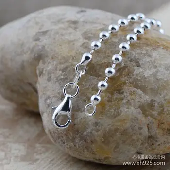 

Little black silver wholesale network 925 sterling silver round bead necklace thick 2.5 mm female necklace 61 cm long