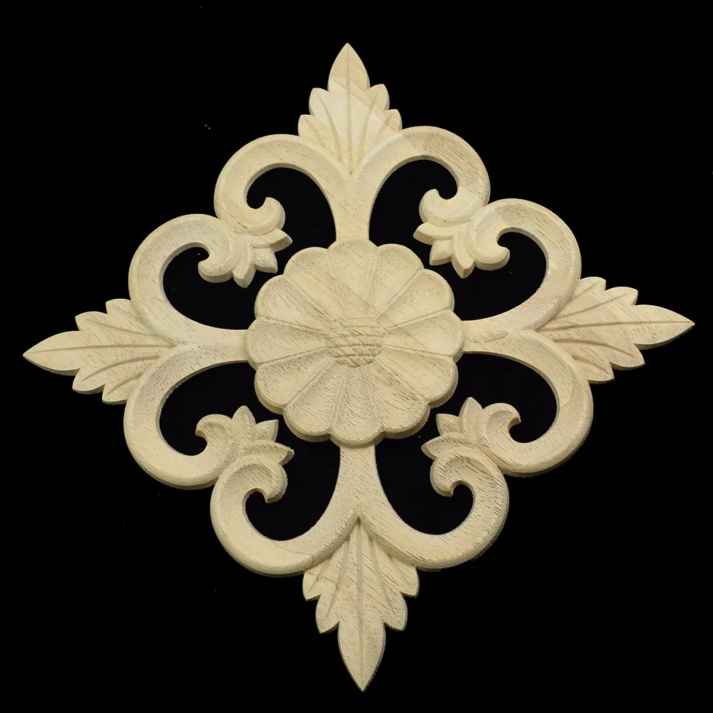 

20CM Vintage Elegant Wood Applique Carved Frame Onlay Furniture Unpainted Multi-Patterns Home Decoration Vintage Home Decor