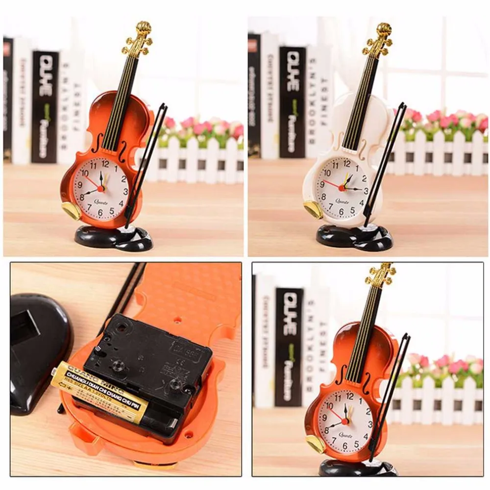 2018 New 2 Colors Creative Instrument Table Clock Student Violin Gift Home Decor Fiddle Quartz Alarm Clock Desk Plastic Craft 2018 New 2 Colors Creative Instrument Table Clock Student Violin Gift Home Decor Fiddle Quartz Alarm Clock Desk Plastic Craft