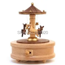 Красивая древесина материал музыкальная карусель коробка креативный подарок на день рождения Заводной Топ класс музыкальная шкатулка Рождественский подарок