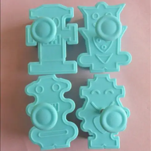 

Hot Fashion 4pcs/set Robot Fondant Cake mold Decorating Sugarcraft Baking Cookie Cutters Mould Christmas Cake Decorating Tools