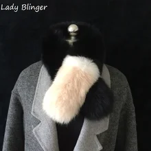 Lady blinger из натурального меха серебристой лисы, шарфы цветные короткие милые натуральным лисьим мехом шейный меховой шарф женский зимний шарф