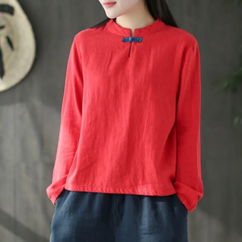 Linen shirt women traditional chinese shirt white womens linen clothing kimono women cheongsam top TA673
