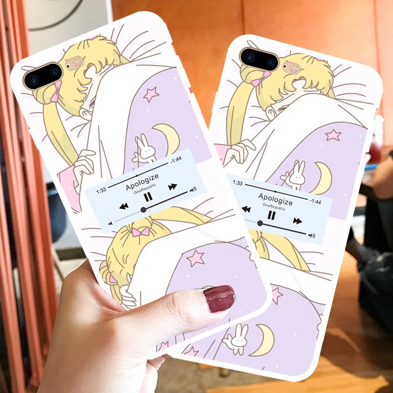 

Kawaii anime Player Sailor Moon phone case for iPhone cover XS Max X beauty girls case silicon for coque iphone 8 plus 7 6s plus
