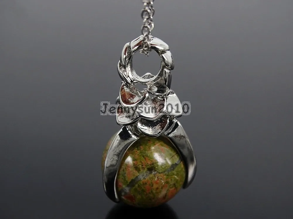 

Natural Unakite Gems Stone Round Ball Eagle Claw Falcon Talons Pendant Charm Beads Jewelry Design 10Pcs/Pack