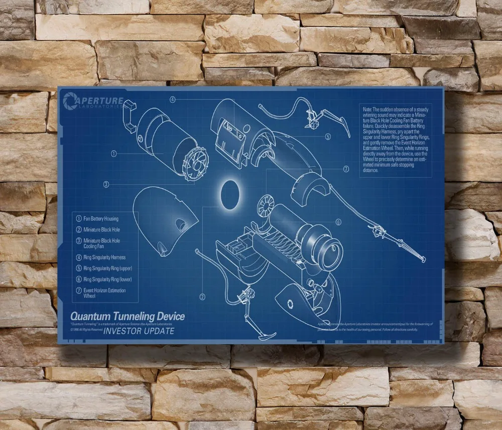 

N0705 Portal Blueprint Aperture Laboratories Game 8x12 20x30 24x36 Silk Poster Art L-W Canvas Print Decoration