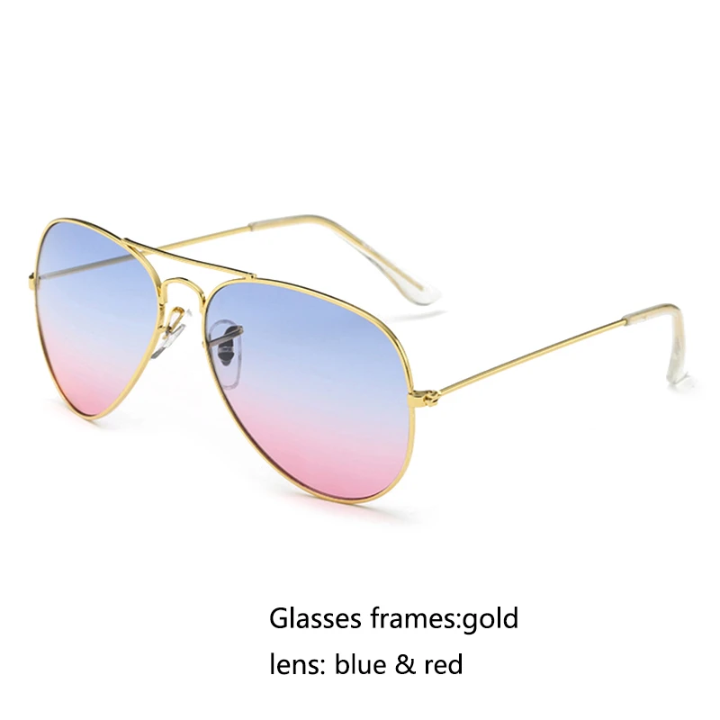 Авиационные Солнцезащитные очки женские мужские классические пилот водитель солнцезащитные очки для женщин мужские женские брендовые дизайнерские Oculos de sol UV400 - Цвет линз: Blue Red