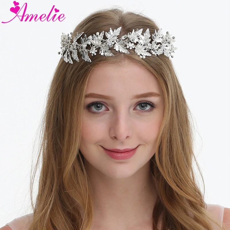 Wedding Hair Crown Headband Jewelry Pearl Leaf Hair Vine Women Headpiece Hair Band Bridal Forehead Tiara Hair Jewelry Aliexpress