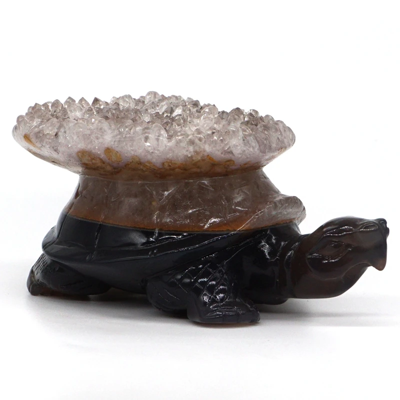 5.4" Turtle Staue Natural Gemstone Agate Geode Crystal ...
