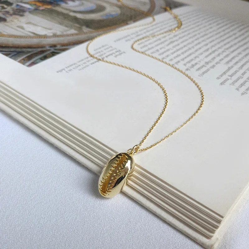 

WTLTC 925 Sterling Sliver Single Seashell Pendant Necklaces Femme Summer Cowrie Shell Necklace Hawaiian Beach Charm Choker Boho
