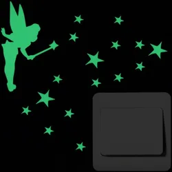 Glow-in-the-Dark Luminous Cartoon Wall Stickers for Kids' Room Decoration (007 Fairy Stick Star)
