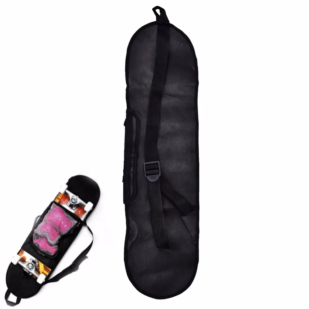 Black Skateboard Carrying Bag 4 Wheels Skateboard Bag 81*21cm Skateboard Double Rocker Backpack