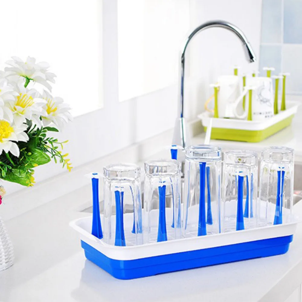 Kitchen Detachable Drain Cup Mug Plate Storage Gadget Sink Holder Rack Home Tool PP Bottle