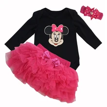 Nouveau 2017 Bébé D’anniversaire cadeau Nouveau-Né Infantile Barboteuses Bébé Fille Coton Minnie Body Tutu Jupes Robes Costume Enfant dress ensembles