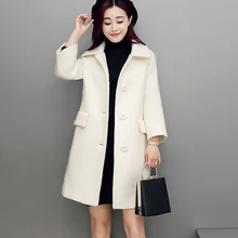 Пальто, новинка зимы, женское, Осеннее, тонкое, твидовое, элегантное, корейский стиль, для девушек, дизайн, одноцветное, покрыто карманом, с одним десятым рукавом